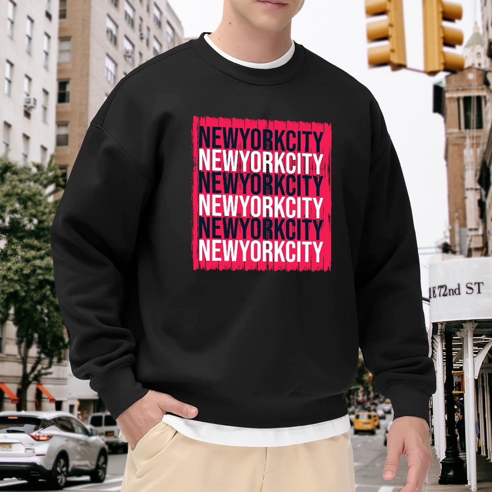 Street Style New York Fashion - Men's Black Crew Neck Pullover Sweatshirt