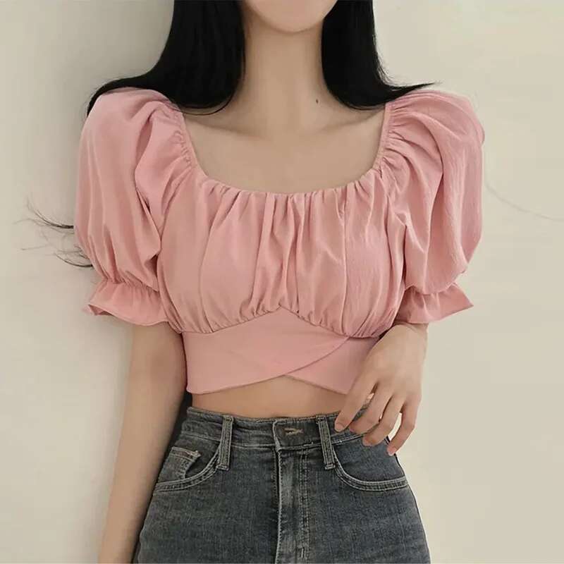 Street Fashion In Korea - 2025 Summer Lace Up Backless Top