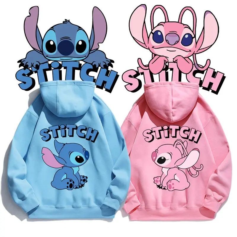 Street Fashion Men - Cartoon Stitch Hoodie Loose Long-sleeved Hooded