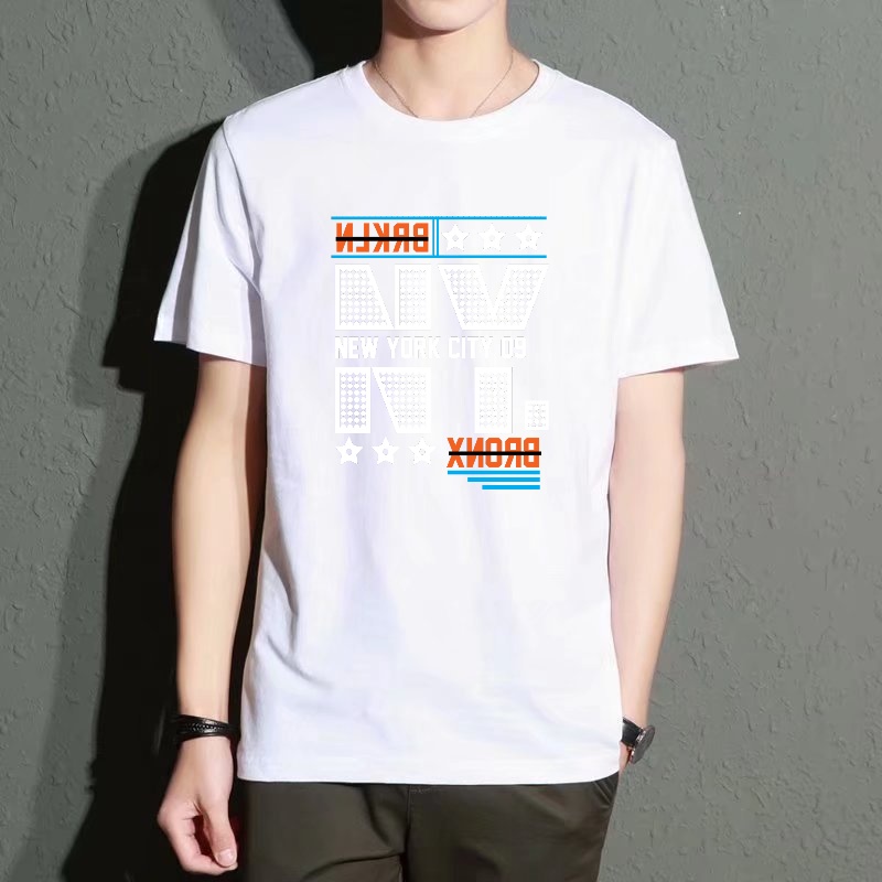 Men's Black Round-Neck Short-S - Street Style New York Fashion ulasan dan harga