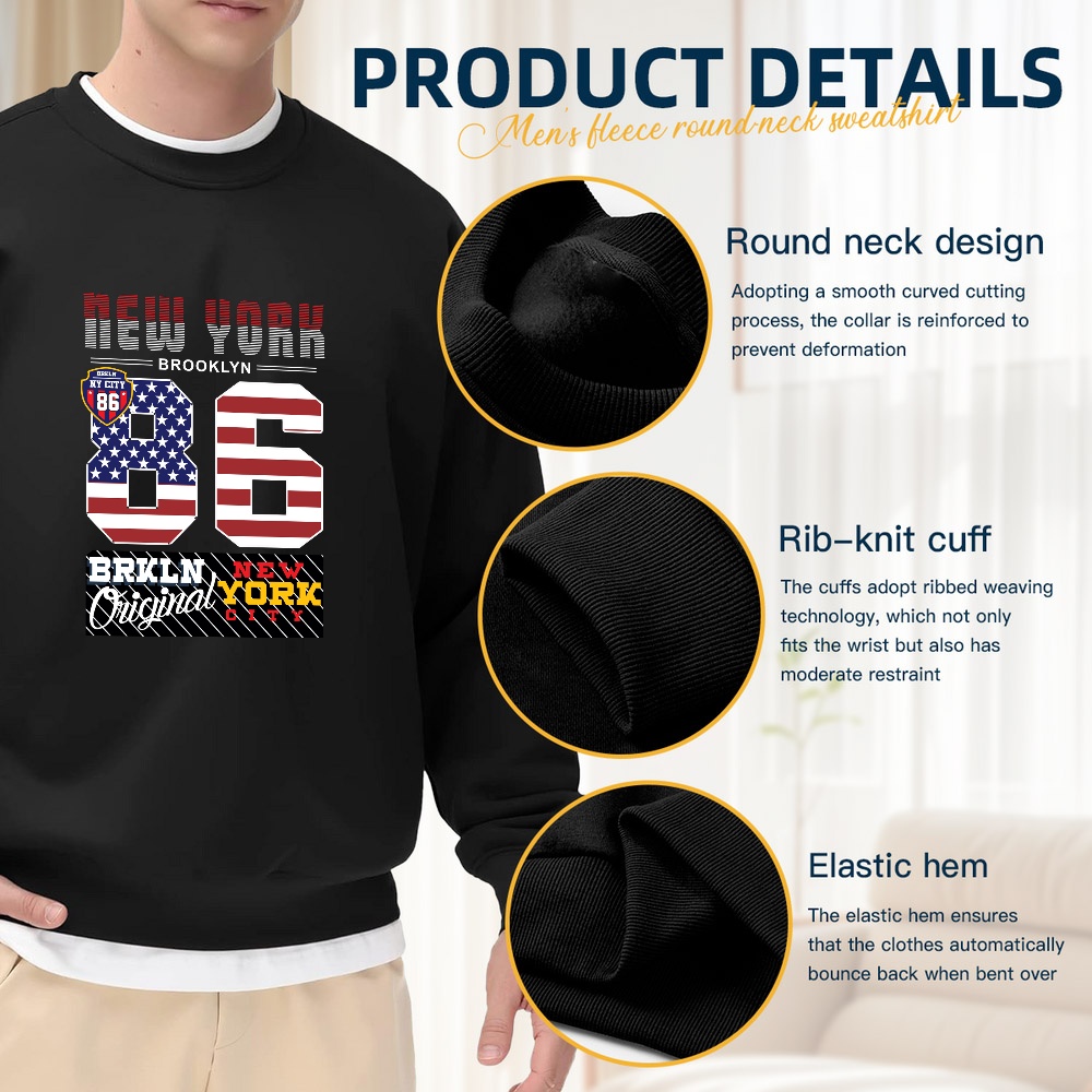 Men's Black Crew Neck Pullover - Street Style New York Fashion ulasan dan harga