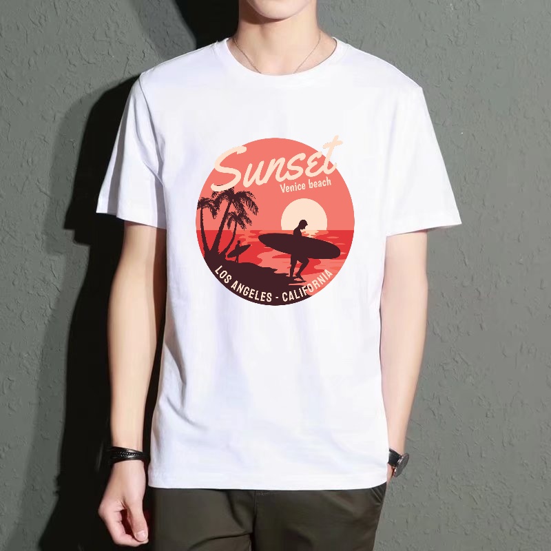 Men's Black Round-Neck Short-S - Street Fashion Venice ulasan dan harga