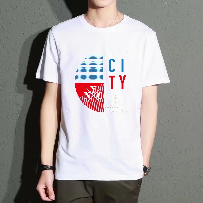 Men's Black Round-Neck Short-S - Street Style New York Fashion ulasan dan harga