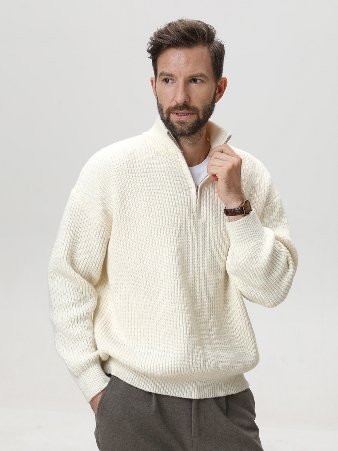Fur Collar Pullovers Black Men - Street Fashion Week ulasan dan harga