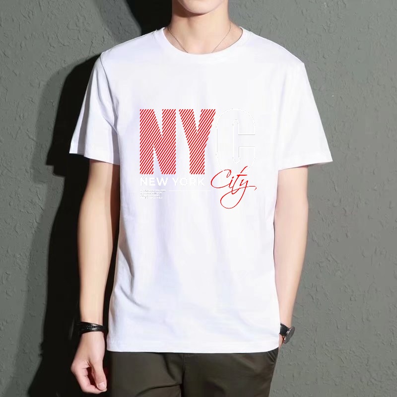 Men's Black Round-Neck Short-S - Street Style New York Fashion ulasan dan harga
