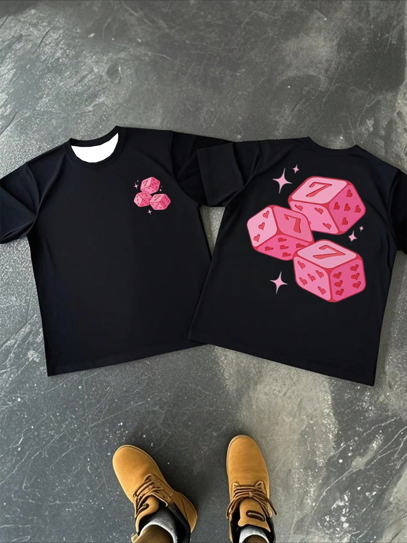 Summer Fashion Pink Dice Patte - Street Fashion Couple ulasan dan harga