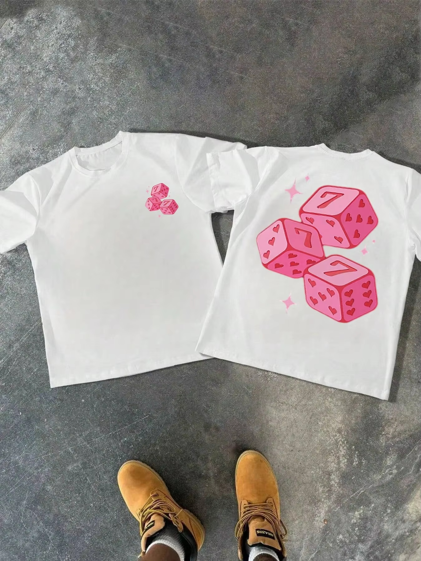 Summer Fashion Pink Dice Patte - Street Fashion Couple ulasan dan harga