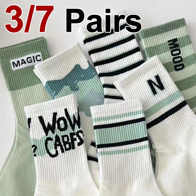 3/7 Pairs Women Striped Printe - Street Fashion Style Youtube ulasan dan harga