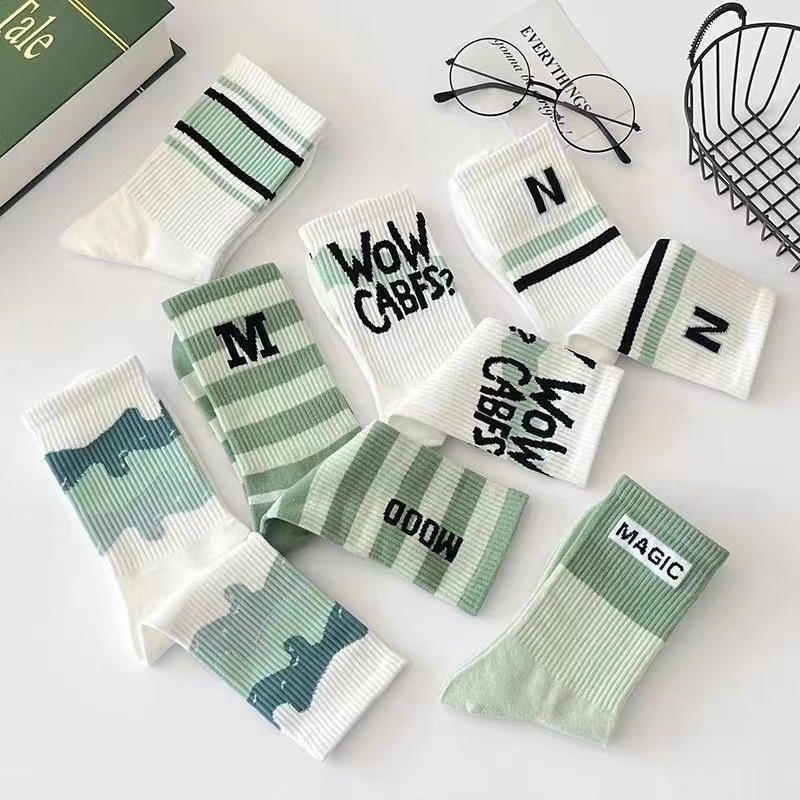3/7 Pairs Women Striped Printe - Street Fashion Style Youtube ulasan dan harga