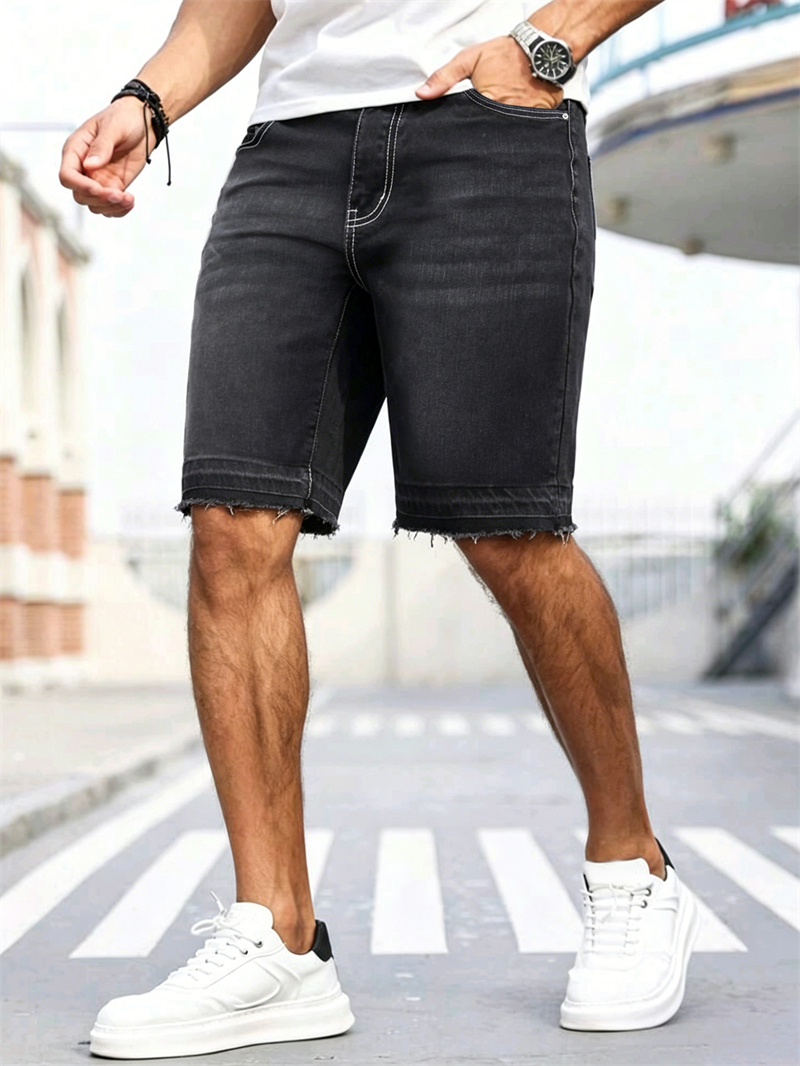 Men's Stretch Black Jorts Stre - Street Fashion In Korea ulasan dan harga