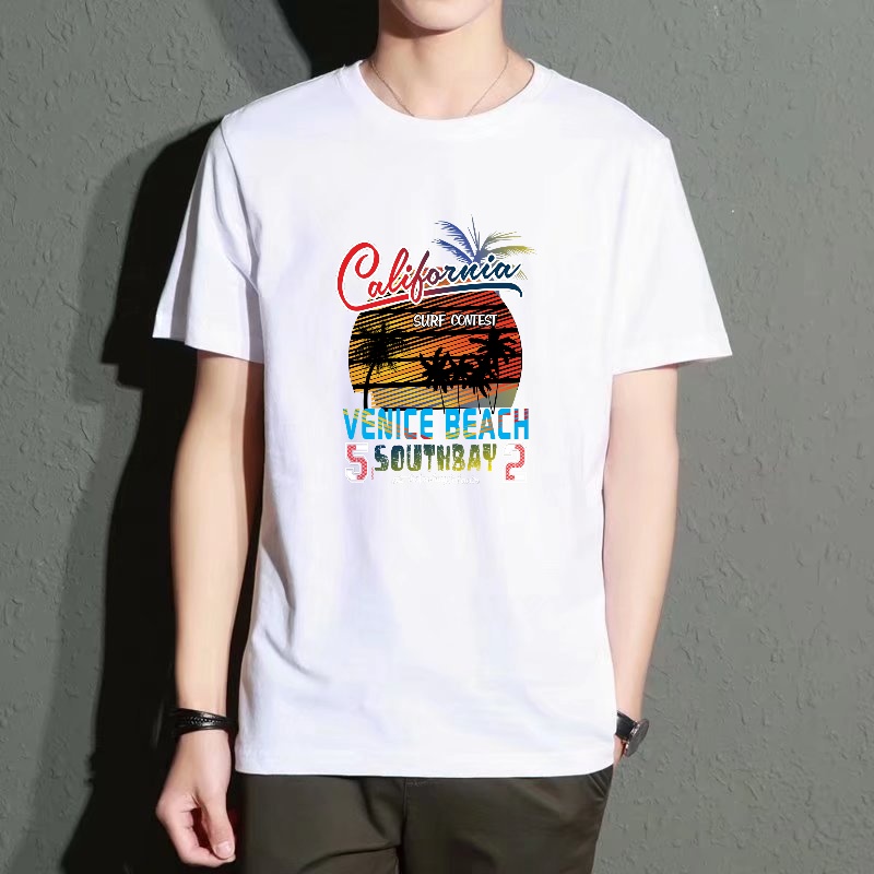 Men's Black Round-Neck Short-S - Street Fashion Venice ulasan dan harga