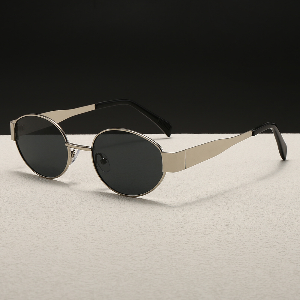 Trendy Round Frame Metal Sungl - Street Fashion Glasses ulasan dan harga