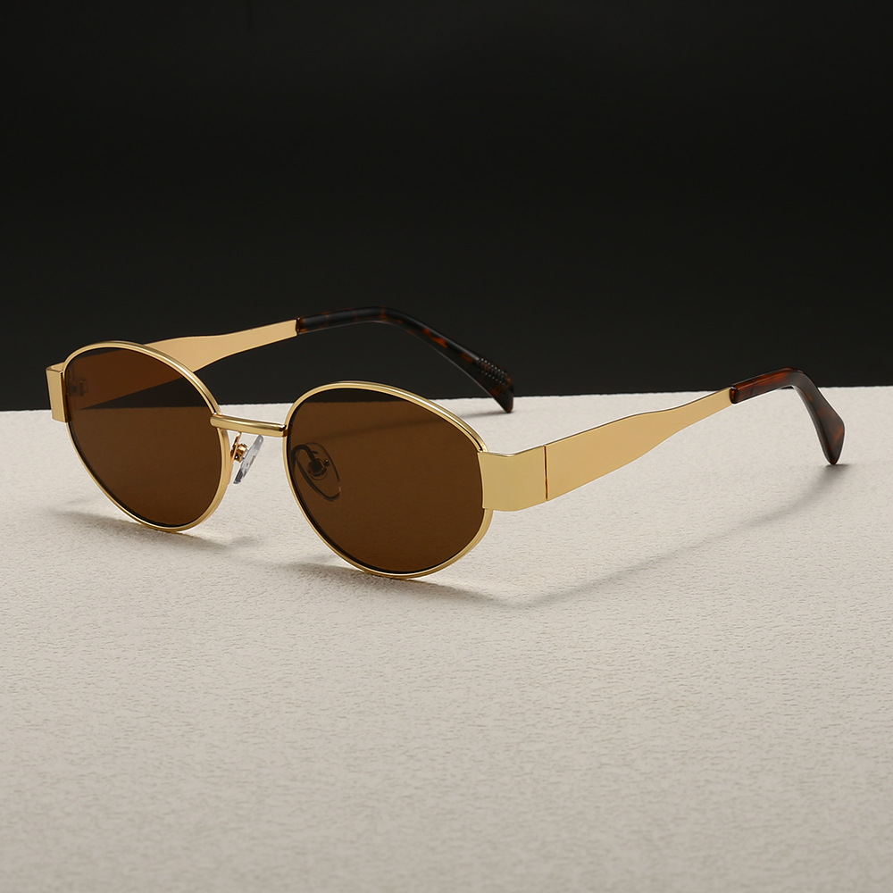 Trendy Round Frame Metal Sungl - Street Fashion Glasses ulasan dan harga