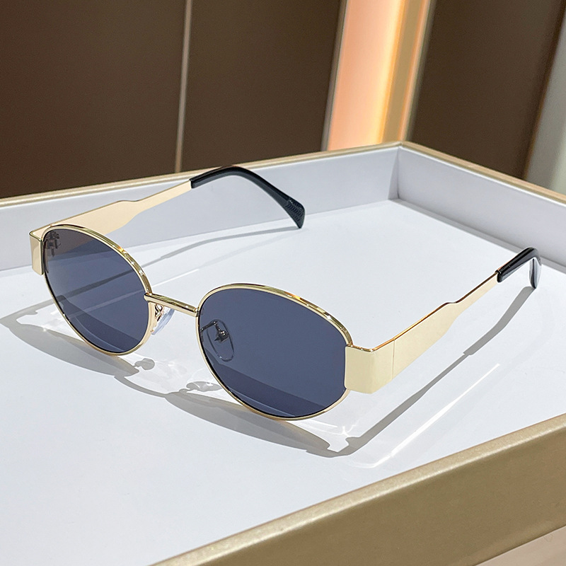 Trendy Round Frame Metal Sungl - Street Fashion Glasses ulasan dan harga