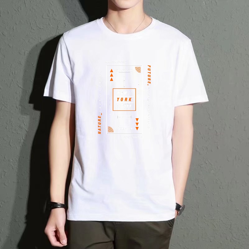 Men's Black Round-Neck Short-S - Street Style New York Fashion ulasan dan harga