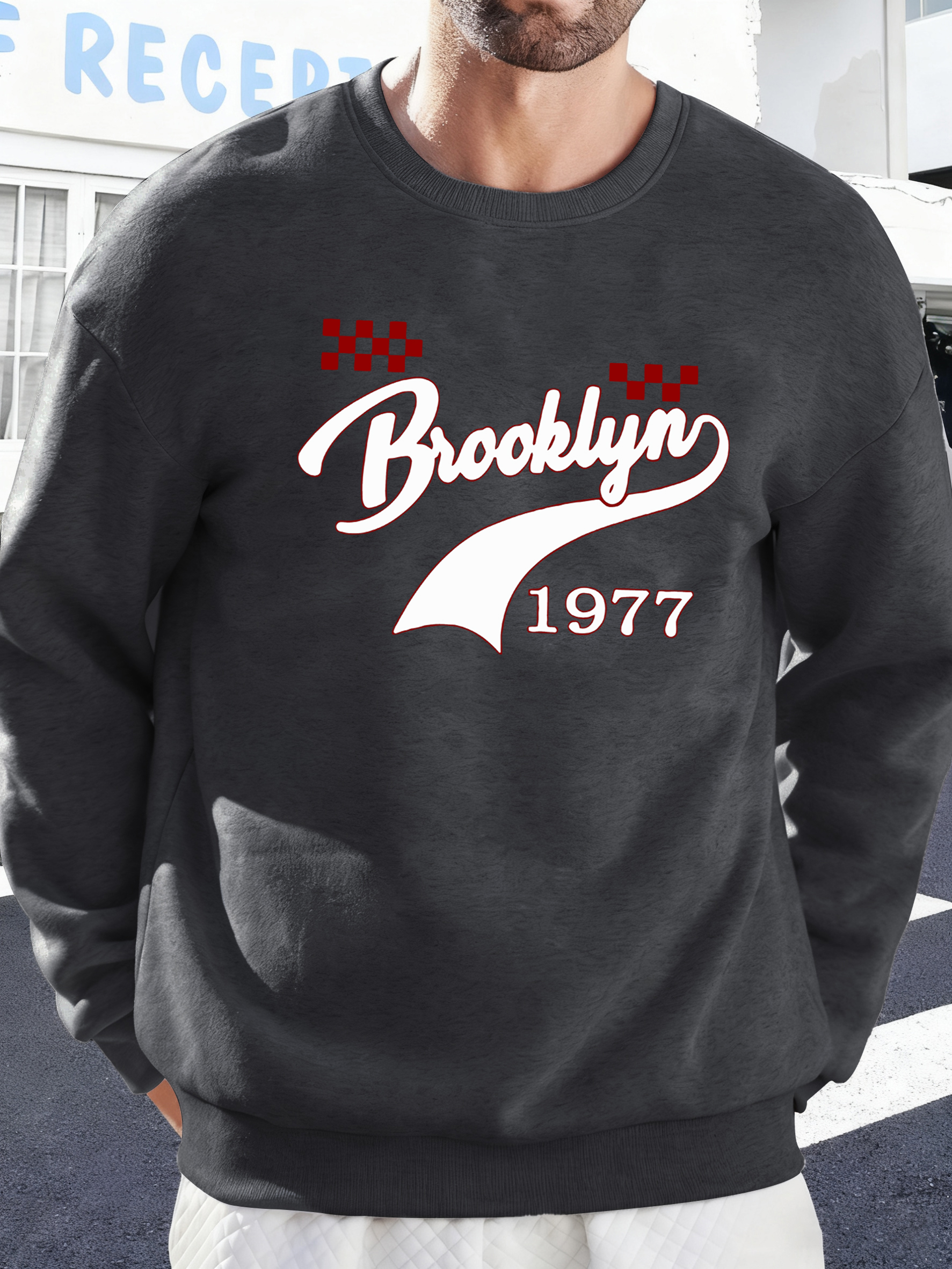 Brooklyn 1977 Creative Printed - Oversized Crewneck Fleece ulasan dan harga