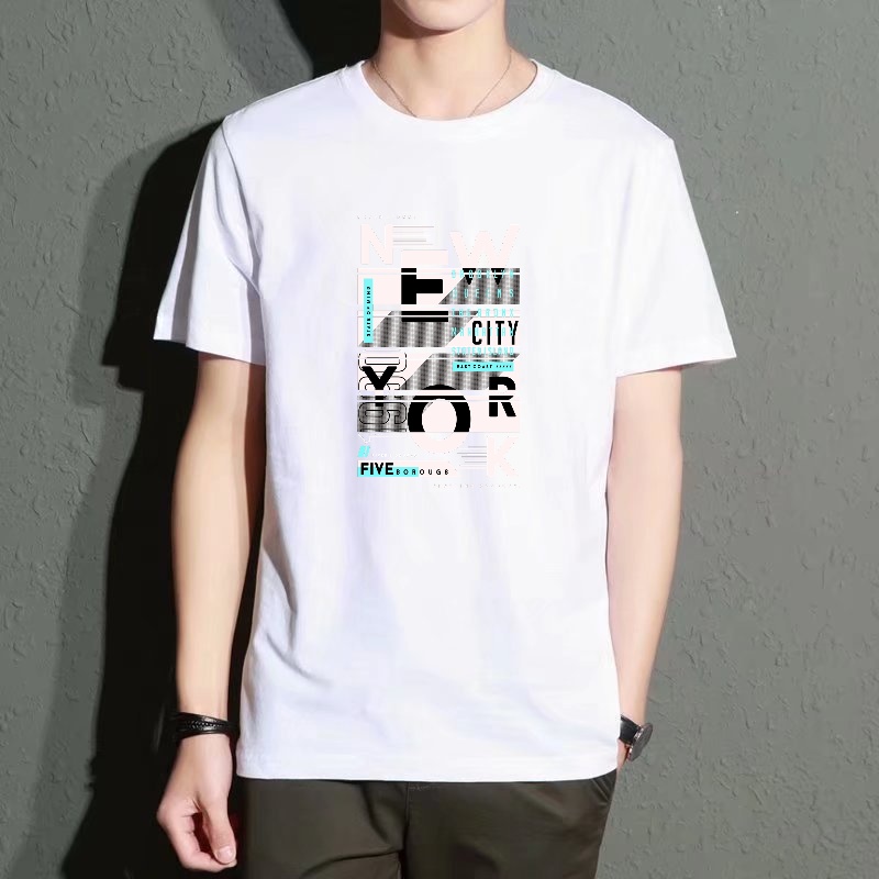Men's Black Round-Neck Short-S - Street Style New York Fashion ulasan dan harga