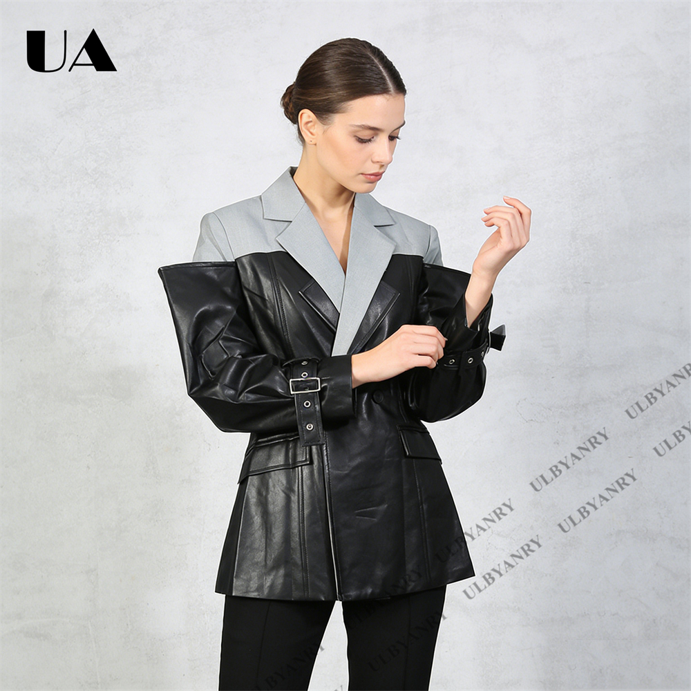 ULBYANRY Colorblock Faux Leath - Street Fashion Week ulasan dan harga