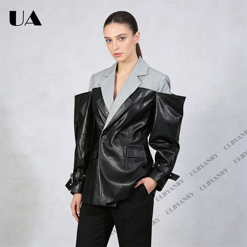 ULBYANRY Colorblock Faux Leath - Street Fashion Week ulasan dan harga