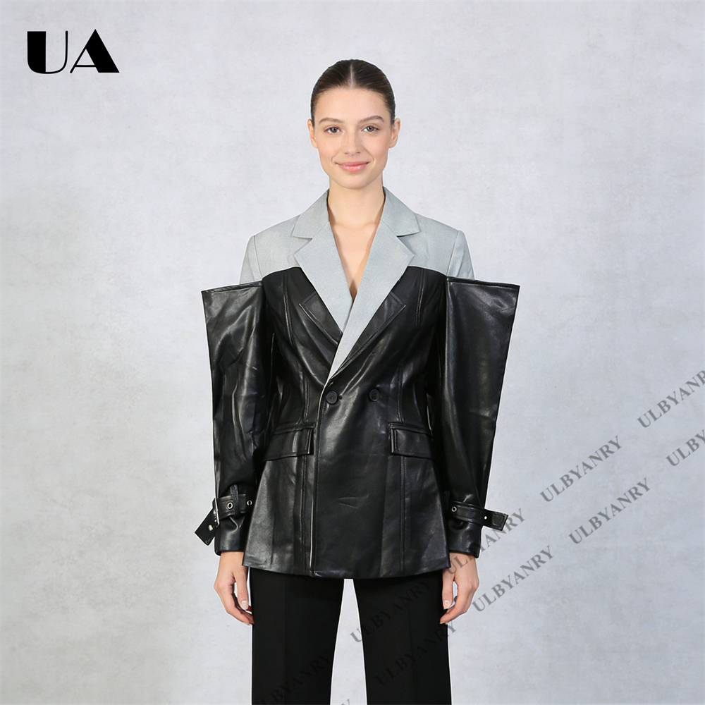ULBYANRY Colorblock Faux Leath - Street Fashion Week ulasan dan harga