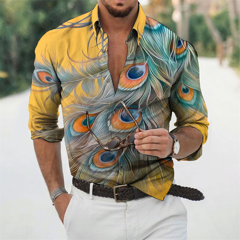 Peacock 3D Print Shirts Street - Street Fashion In Korea ulasan dan harga