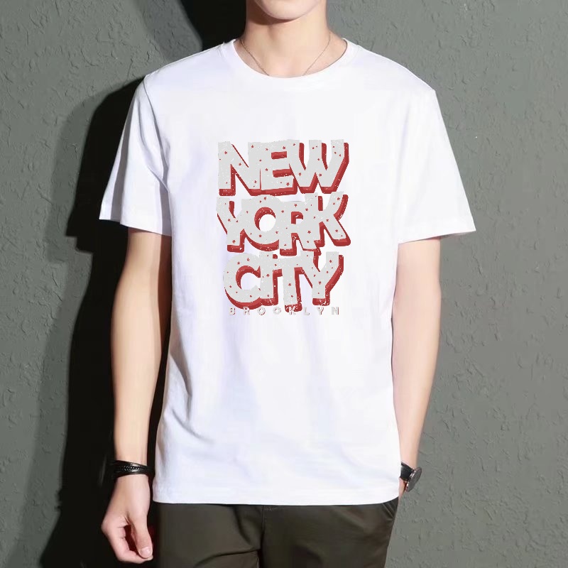 Men's Black Round-Neck Short-S - Street Style New York Fashion ulasan dan harga