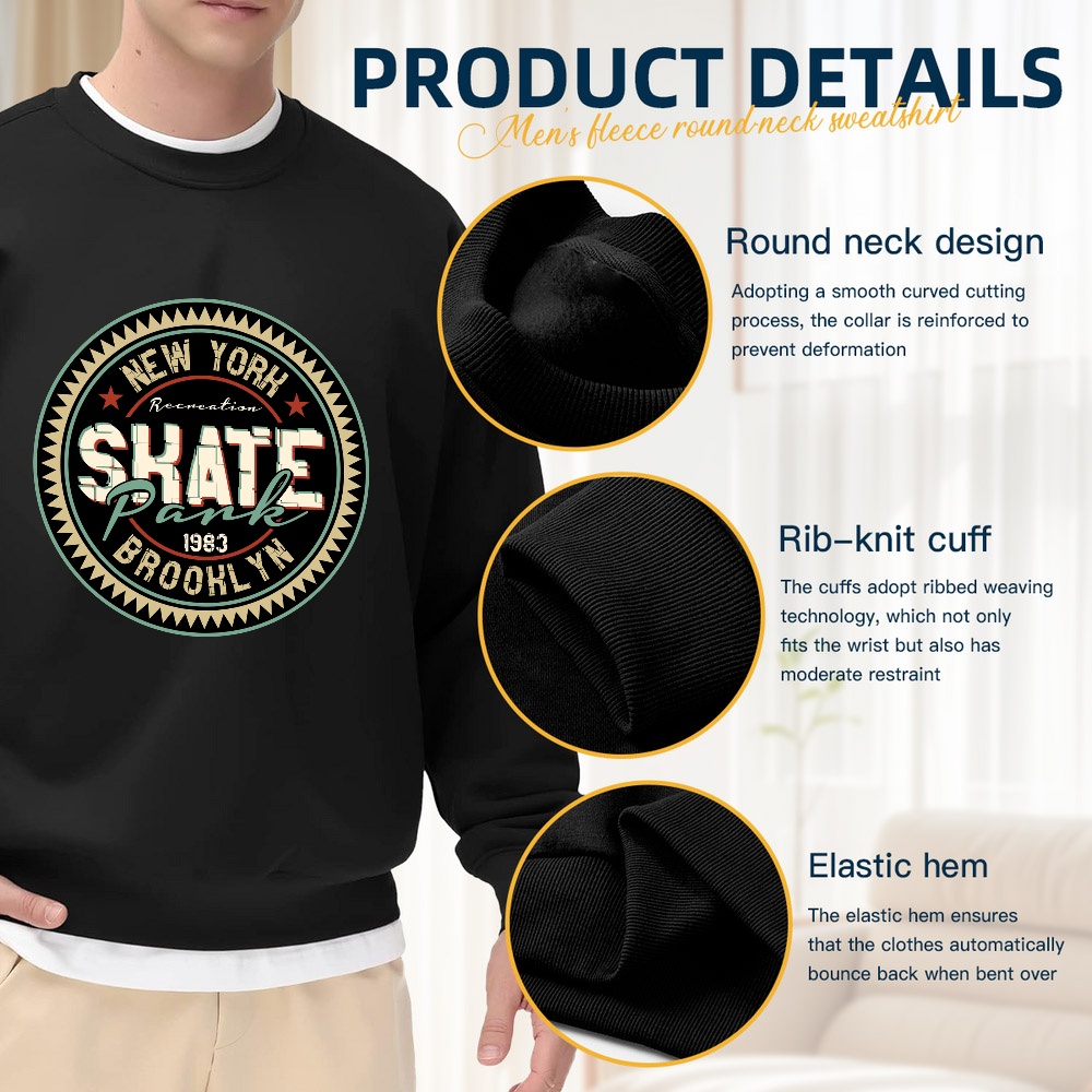 Men's Black Crewneck Sweatshir - Street Style New York Fashion ulasan dan harga
