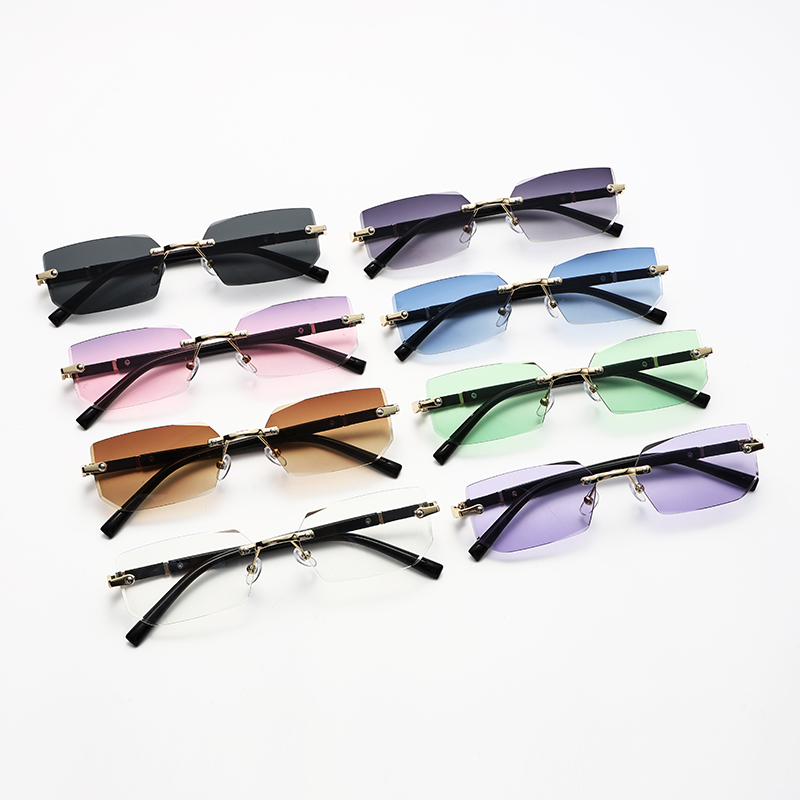 Trendy Rimless Sunglasses Wome - Street Fashion Glasses ulasan dan harga