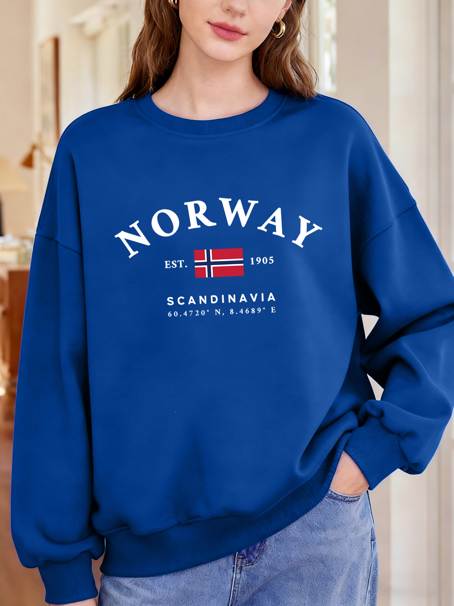 Norway Sandinavia Letter And F - Oversized Crewneck Fleece ulasan dan harga