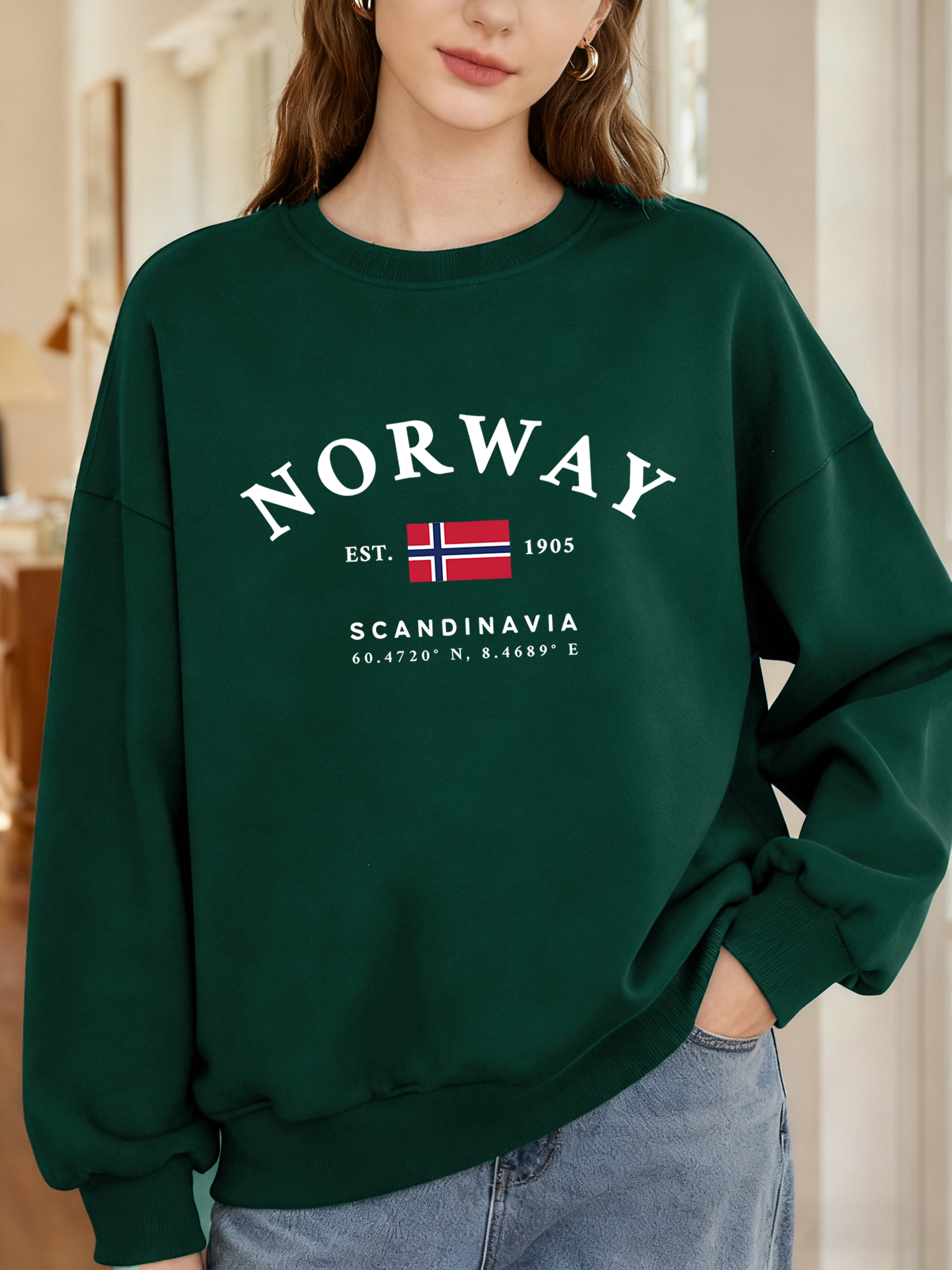 Norway Sandinavia Letter And F - Oversized Crewneck Fleece ulasan dan harga