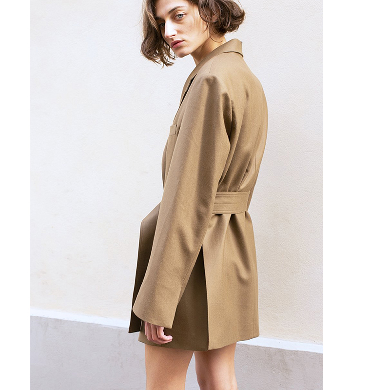 Chic Khaki Midi Suit Dress Fas - Street Fashion Week ulasan dan harga