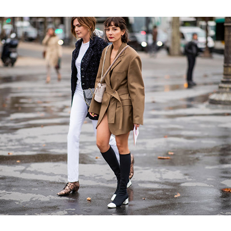Chic Khaki Midi Suit Dress Fas - Street Fashion Week ulasan dan harga