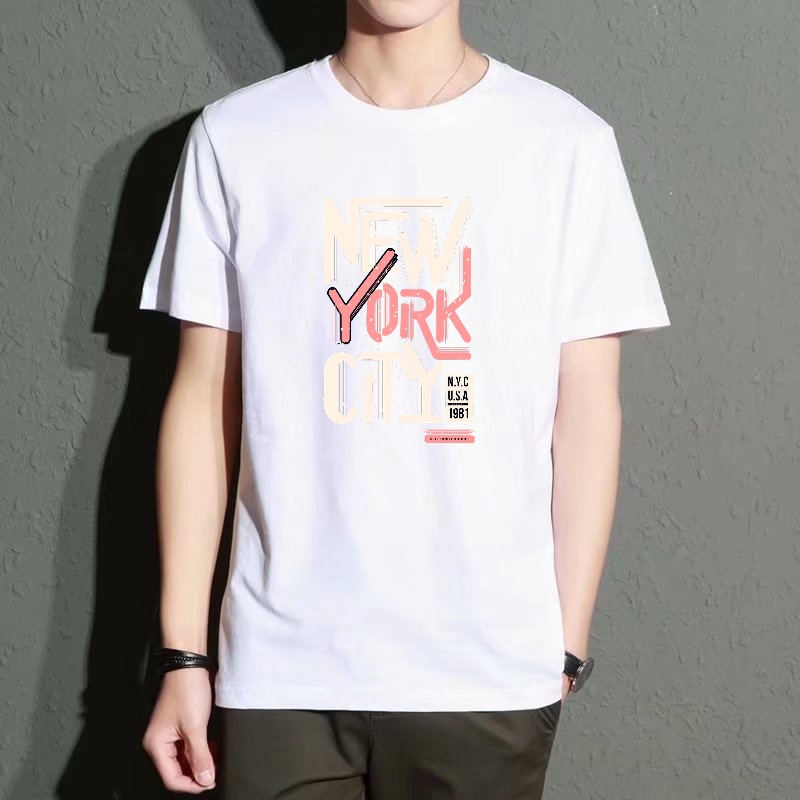 Men's Black Round-Neck Short-S - Street Style New York Fashion ulasan dan harga