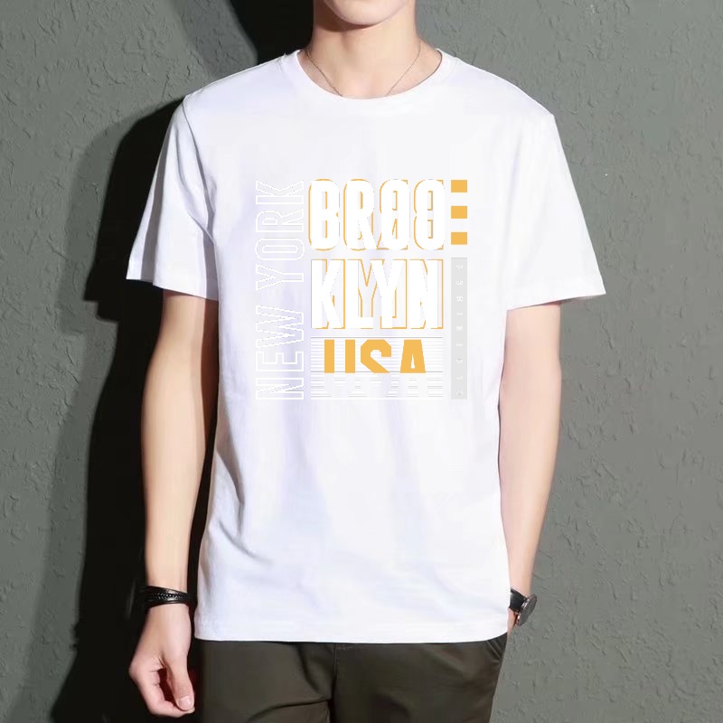 Men's Black Round-Neck Short-S - Street Style New York Fashion ulasan dan harga