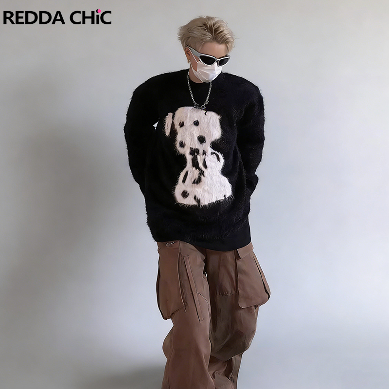 REDDACHIC Dalmatian Print Swea - Oversized Crewneck Fleece ulasan dan harga