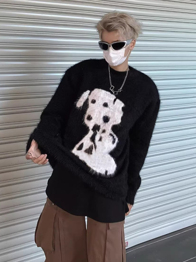 REDDACHIC Dalmatian Print Swea - Oversized Crewneck Fleece ulasan dan harga
