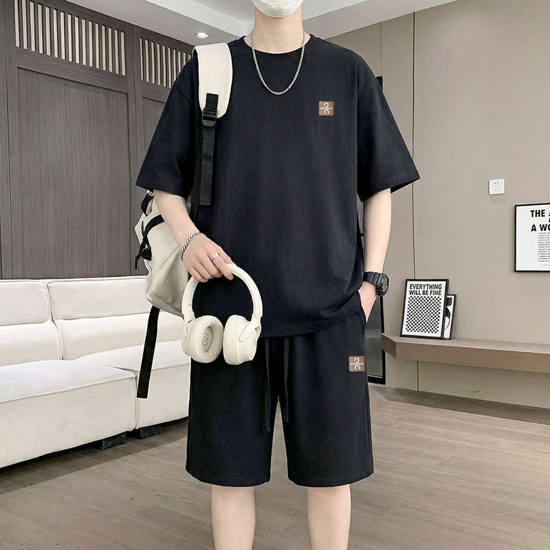 【T-Shirt + 5-Point Shorts】Men' - Street Fashion Men ulasan dan harga