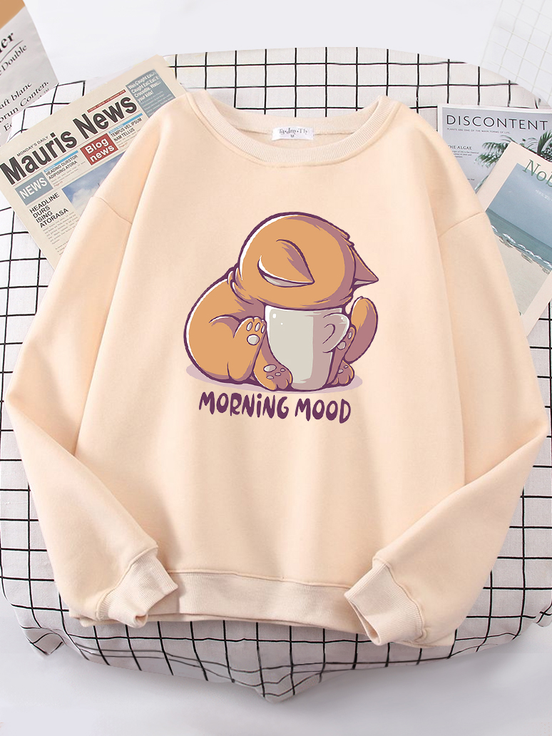 Cat Is Looking At The Cup Love - Oversized Crewneck Fleece ulasan dan harga