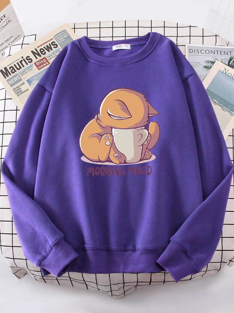 Cat Is Looking At The Cup Love - Oversized Crewneck Fleece ulasan dan harga