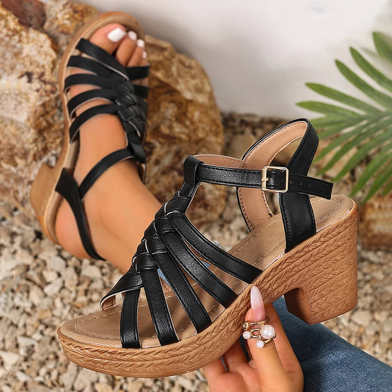 Fashion Woven Straps Chunky He - Chunky Sneaker Platform ulasan dan harga