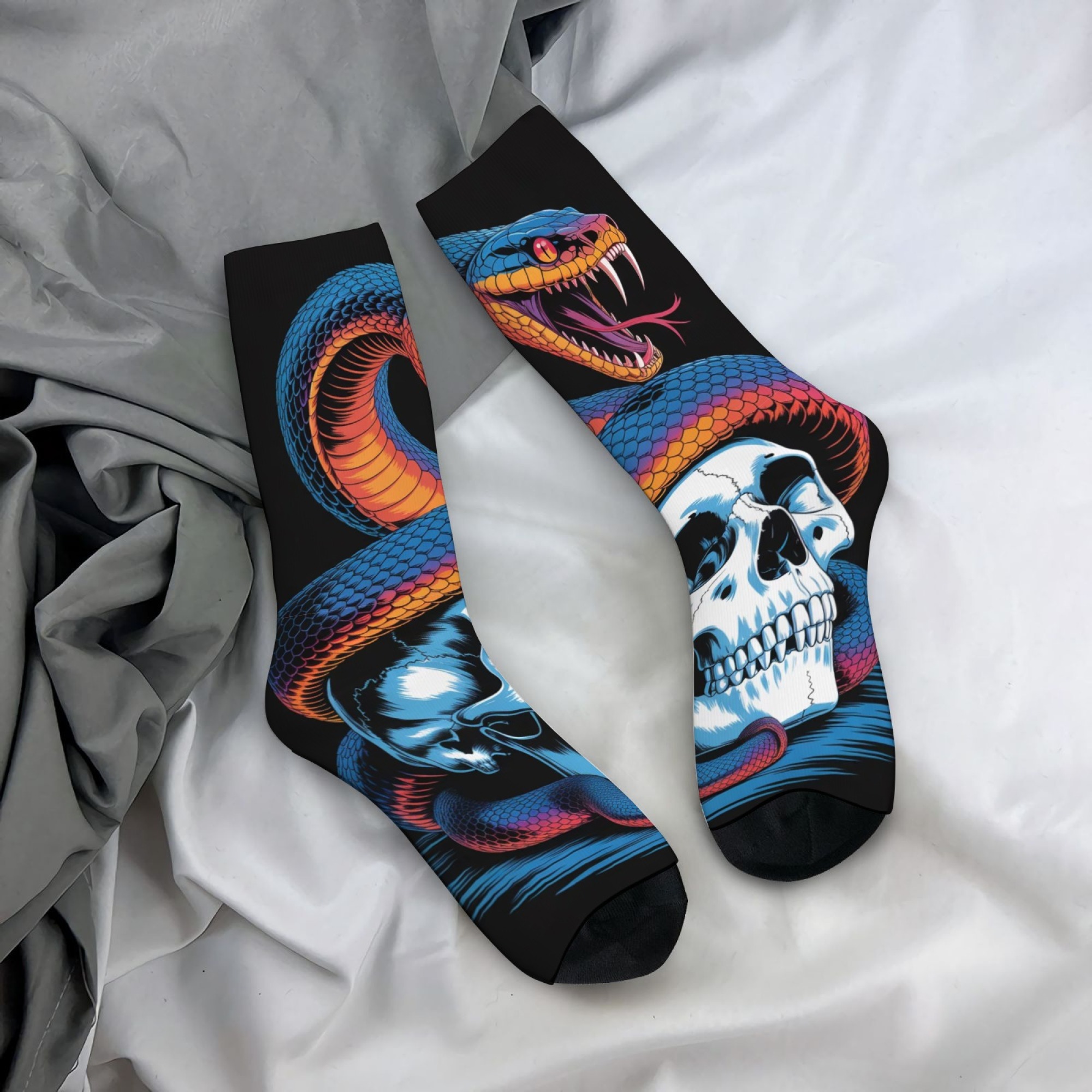 Skull Cobra Retro Comic Socks  - Street Fashion Style Youtube ulasan dan harga