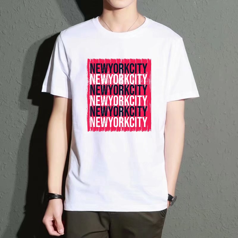 Men's Black Round-Neck Short-S - Street Style New York Fashion ulasan dan harga