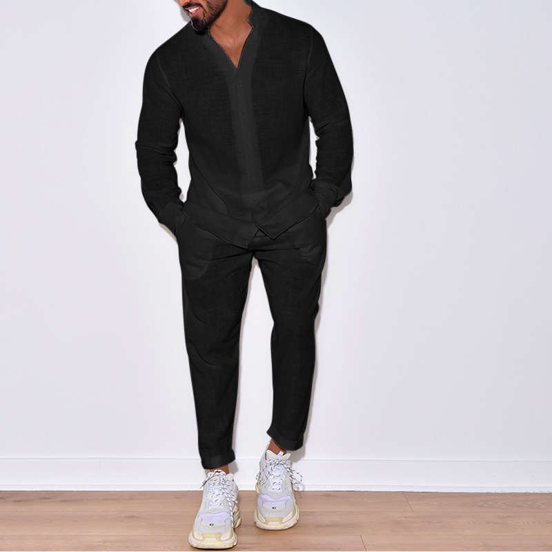 Men's casual cotton two-piece  - Street Fashion Week ulasan dan harga