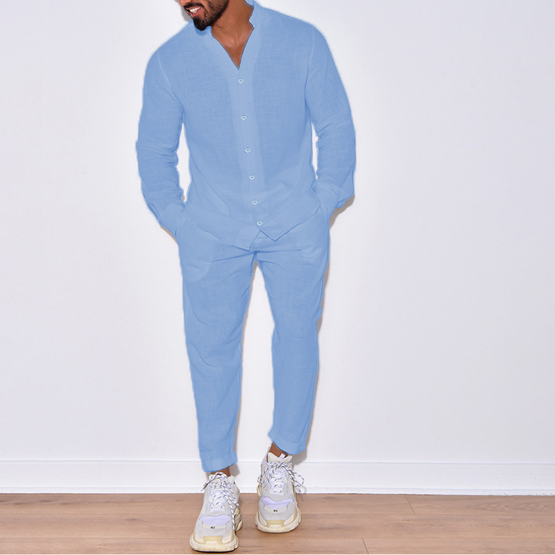 Men's casual cotton two-piece  - Street Fashion Week ulasan dan harga
