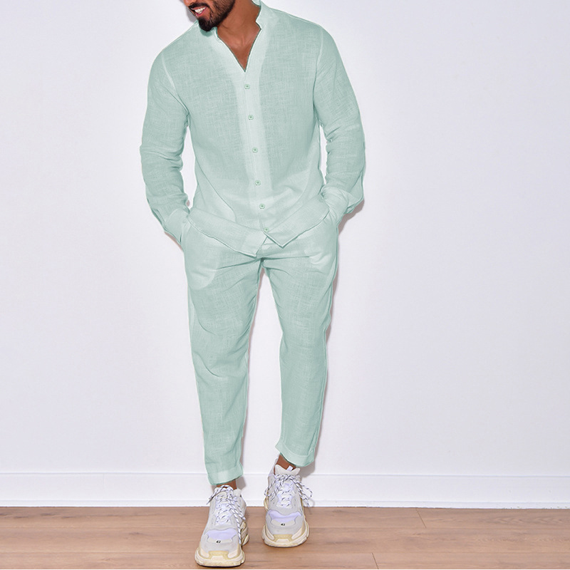 Men's casual cotton two-piece  - Street Fashion Week ulasan dan harga